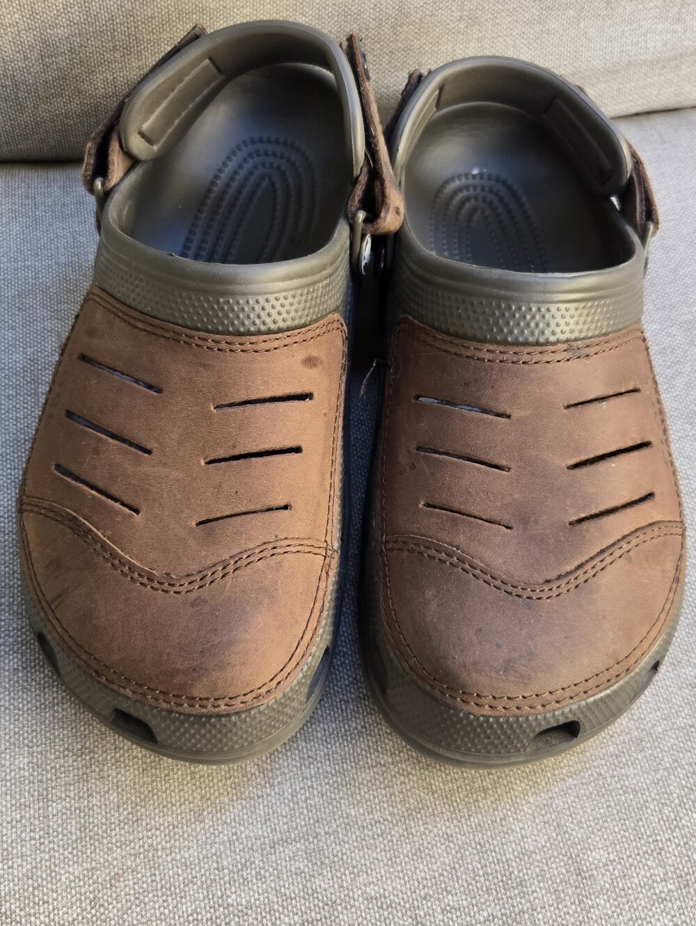 Men's Leather Top Brown Yukom Casual Slip-On Crocs
